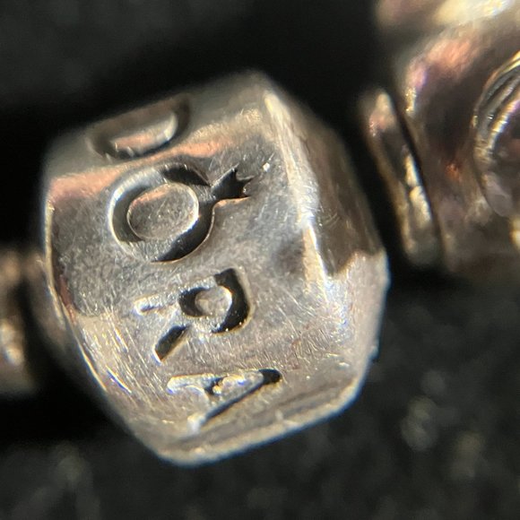 Pandora Bracelet with Sterling Charms Nana, Rhinestones, Hearts, Retired Beads - Picture 12 of 14